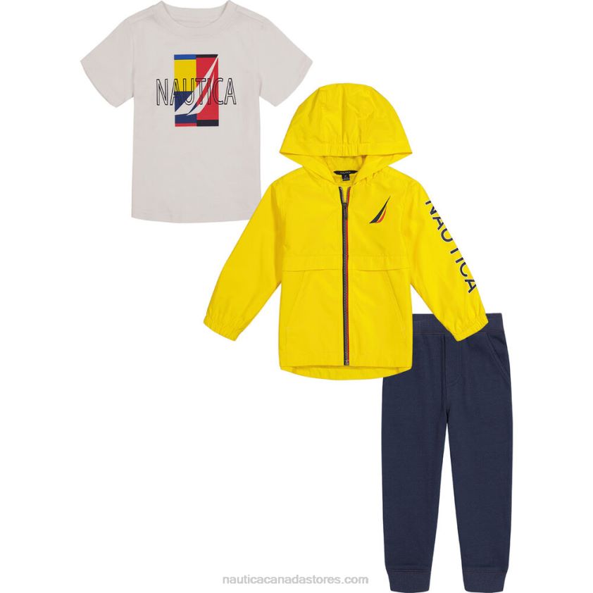 Toddler Boys' Jacket And T-Shirt 3Pc Jogger Set NauticaLight Yellow R260HV1282