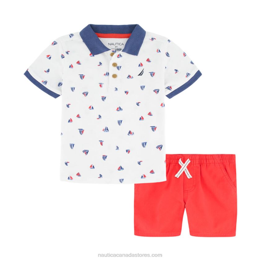Toddler Boys\' Printed Polo Short 2Pc Set NauticaEvergreen R260HV1233
