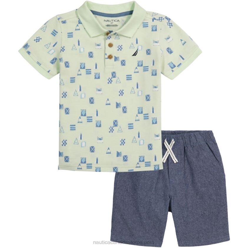 Toddler Boys' Printed Polo Short 2Pc Set NauticaGrey Shadow R260HV1208
