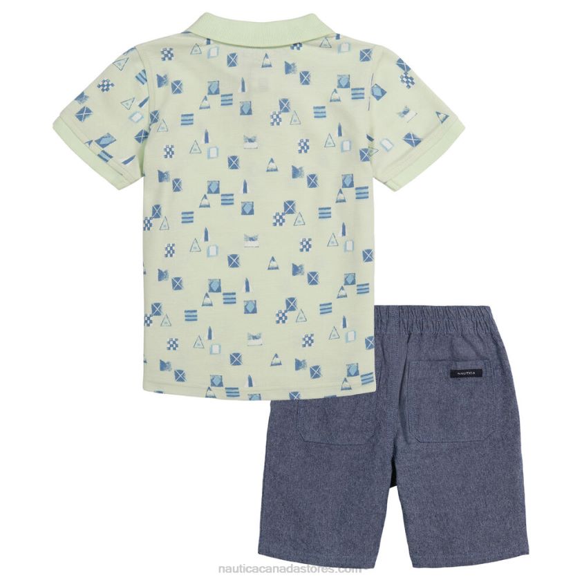 Toddler Boys\' Printed Polo Short 2Pc Set NauticaGrey Shadow R260HV1208