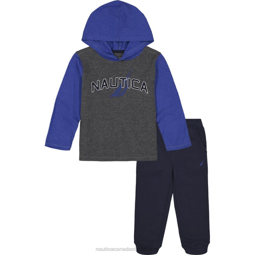 Toddler Boys\' Thermal Hoodie 2Pc Jogger Set (2T-4T) NauticaAnchor Grey R260HV1146
