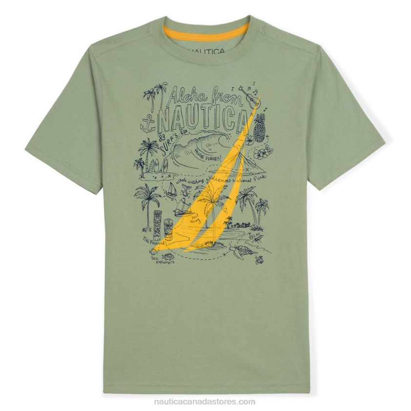 Little Boys\' Tiki T-Shirt In Sketch Graphic (4-7) NauticaGreen R260HV1305