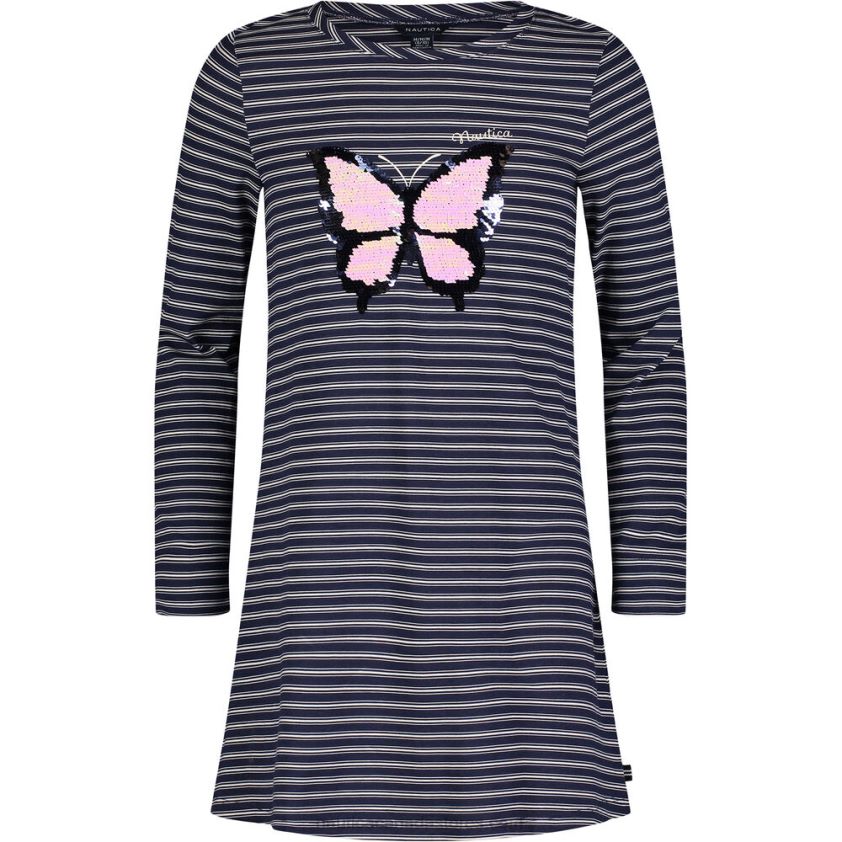 Little Girls' Butterfly Sequin Striped Dress (4-6X) NauticaNavy R260HV1346