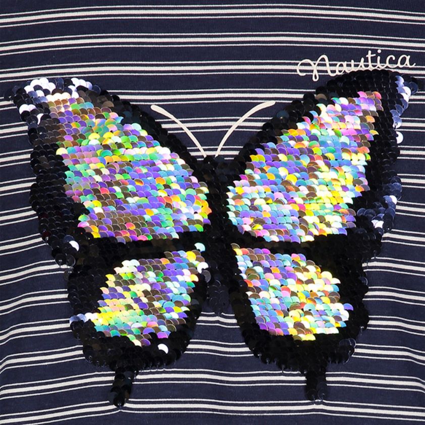 Little Girls\' Butterfly Sequin Striped Dress (4-6X) NauticaNavy R260HV1346