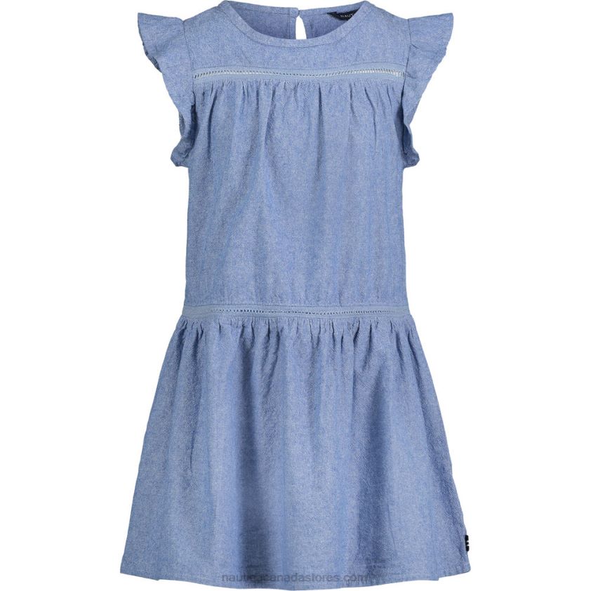 Little Girls' Flutter-Sleeve Chambray Dress (4-6X) NauticaLight Tide Water Wash R260HV1407