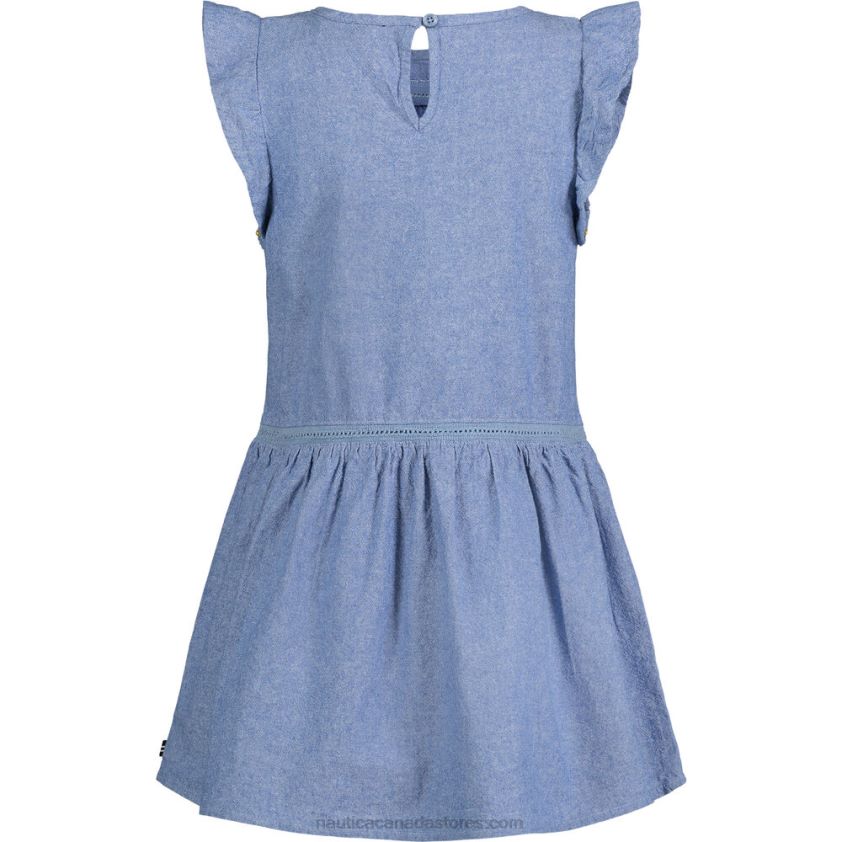 Little Girls\' Flutter-Sleeve Chambray Dress (4-6X) NauticaLight Tide Water Wash R260HV1407
