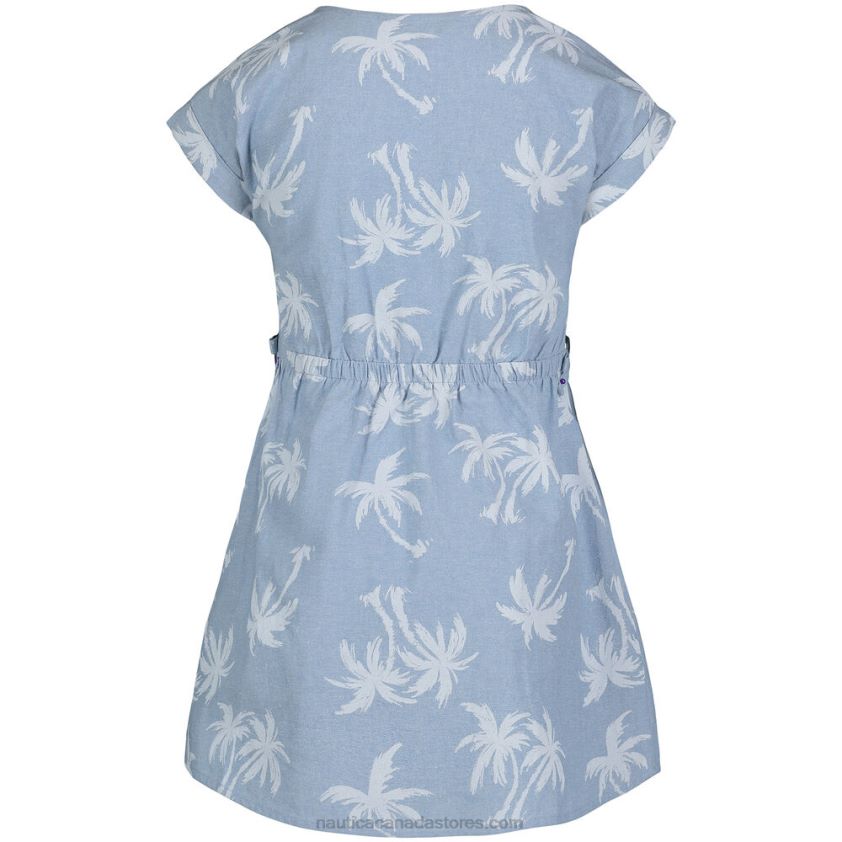 Little Girls\' Palm Print Chambray Dress (4-6X) NauticaNite Sea Heather R260HV1362