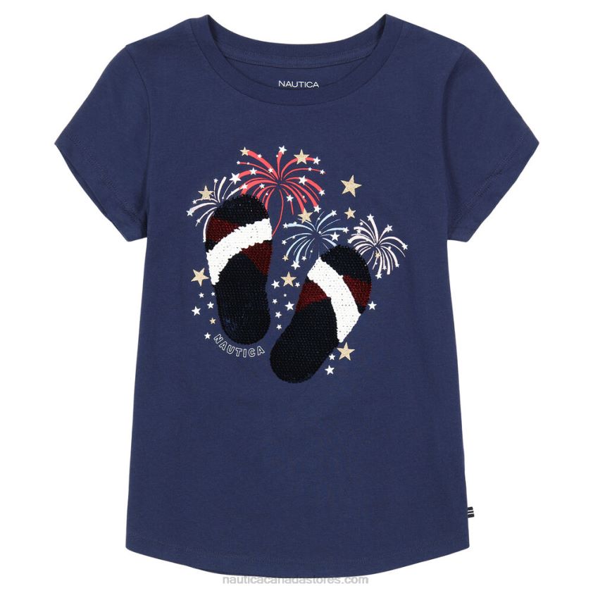 Girls' Flip Flops And Fireworks Sequin T-Shirt (7-16) NauticaNavy R260HV1470