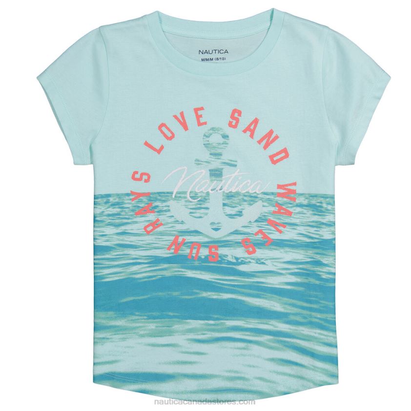 Girls\' Love Waves T-Shirt (7-16) NauticaWorn Chambray R260HV1344
