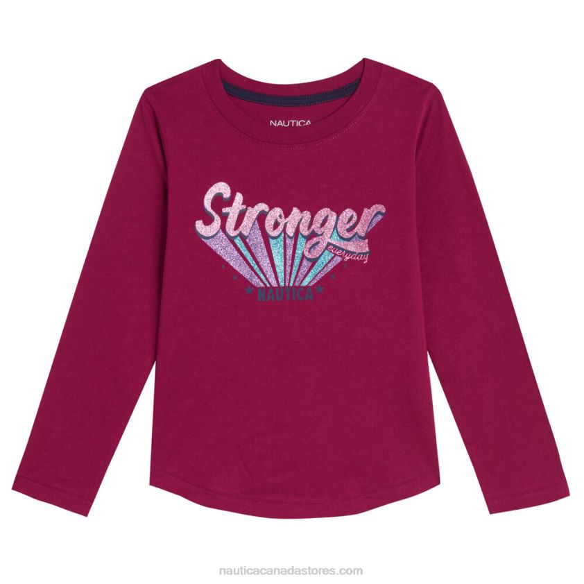 Girls' Stronger Than Ever Long-Sleeve T-Shirt (7-16) NauticaDusty Pink R260HV1423