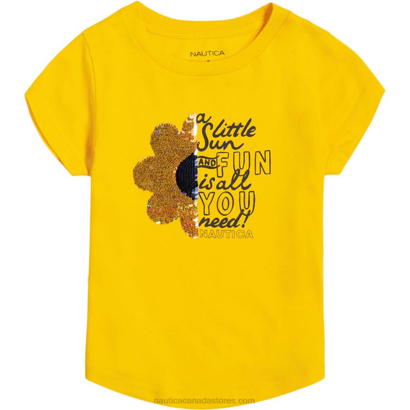 Little Girls' Flower Wind Waves T-Shirt (4-6X) NauticaEmpire Gold R260HV1409