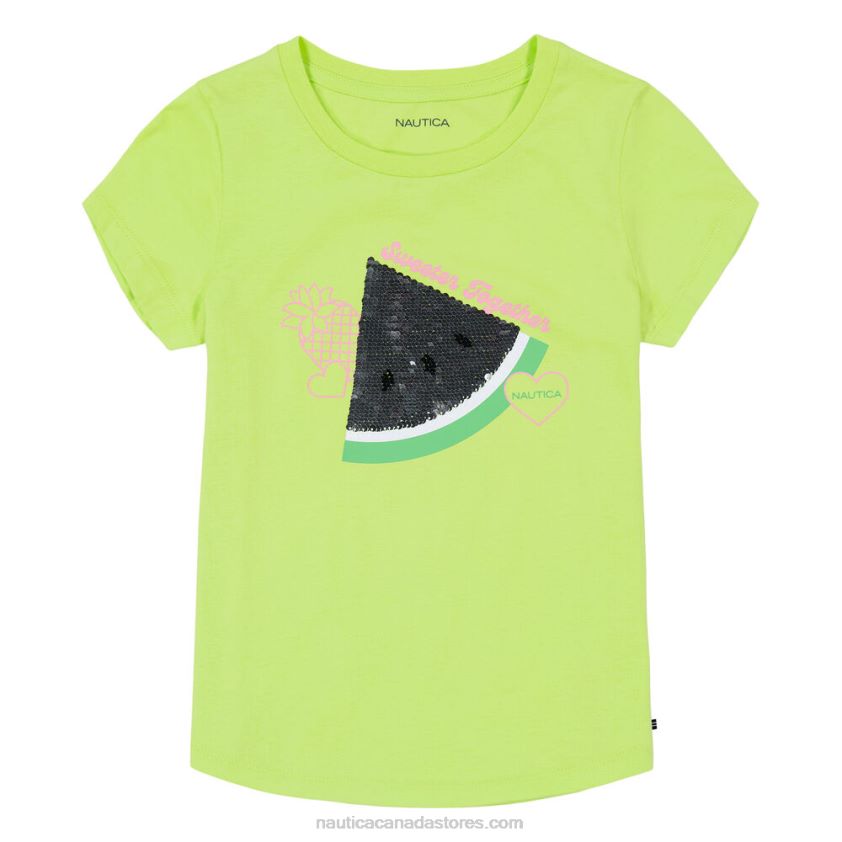 Little Girls\' Sequin Watermelon T-Shirt (4-6X) NauticaBiscay Teal R260HV1551