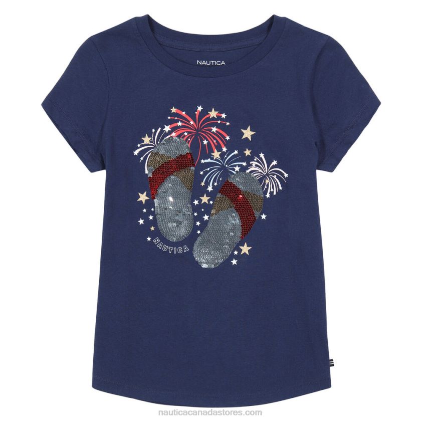 Toddler Girls\' Flip Flops And Fireworks Sequin T-Shirt (2T-4T) NauticaNavy R260HV1559