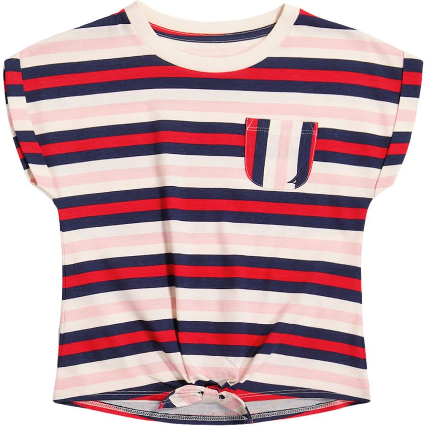 Toddler Girls' Striped Tie-Front Pocket T-Shirt (2T-4T) NauticaTomato R260HV1425