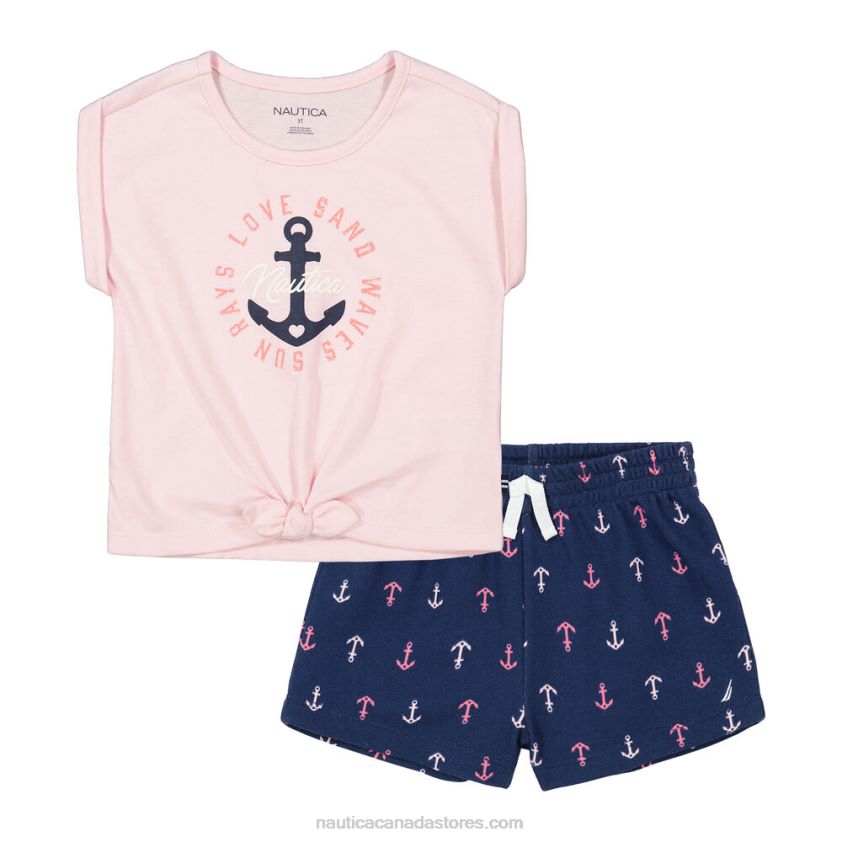 Toddler Girls\' T-Shirt 2Pc Terry Short Set (2T-4T) NauticaNavy R260HV1498
