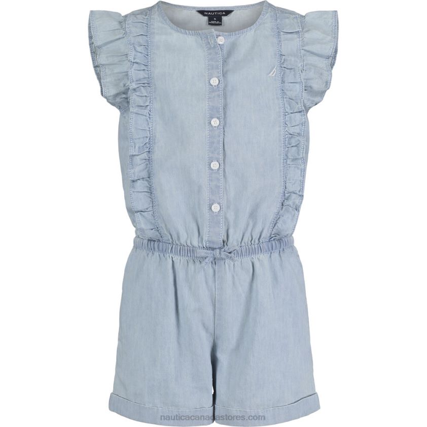 Little Girls' Ruffle Lightweight Denim Romper (4-6X) NauticaIce Blue R260HV1367