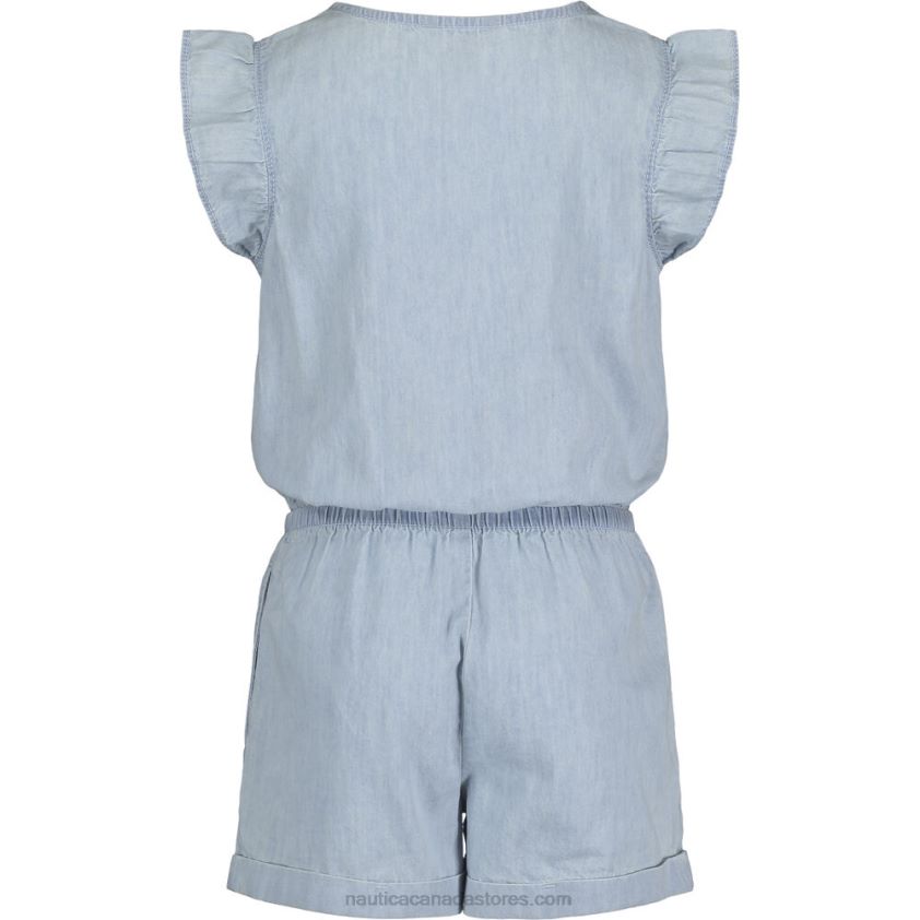 Little Girls\' Ruffle Lightweight Denim Romper (4-6X) NauticaIce Blue R260HV1367
