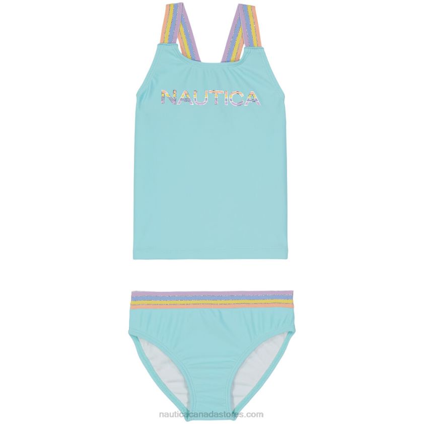 Girls' Multicolor Striped Logo And Strap Tankini (8-16) NauticaStar Sapphire R260HV1494