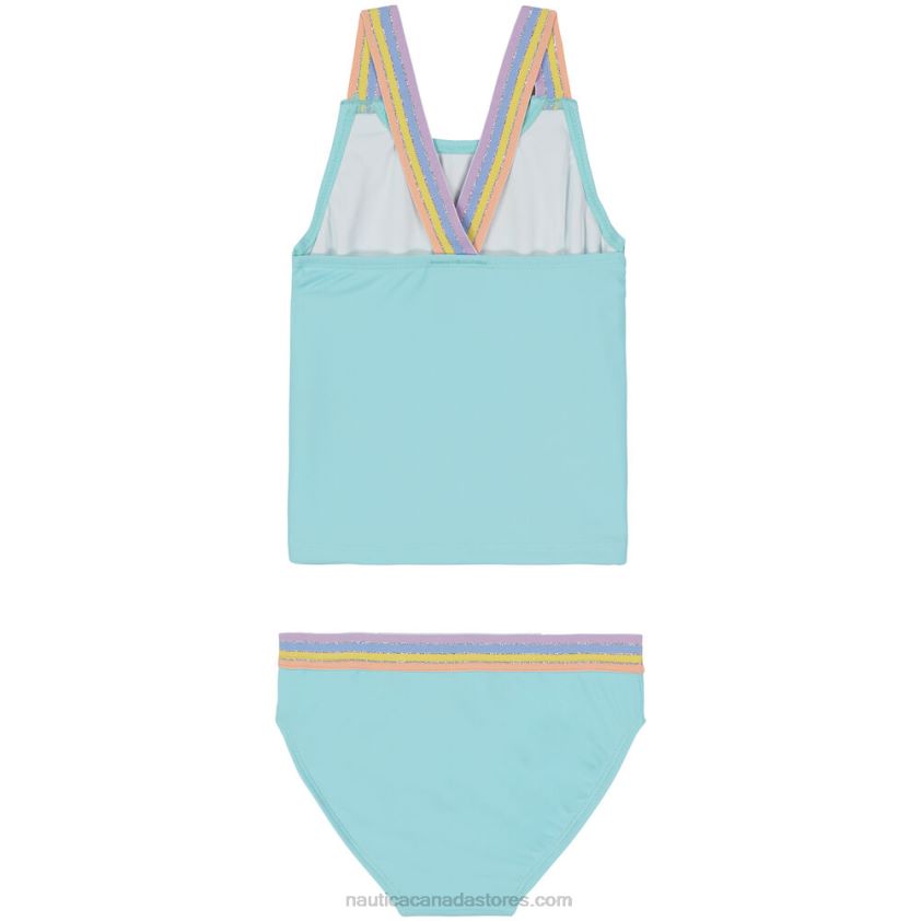 Girls\' Multicolor Striped Logo And Strap Tankini (8-16) NauticaStar Sapphire R260HV1494