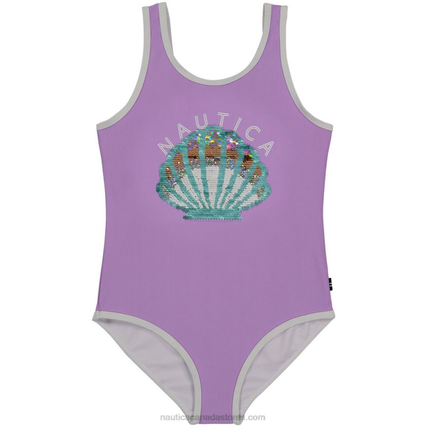 Little Girls\' Seashell One-Piece (4-6X) NauticaGuppy Grape R260HV1552