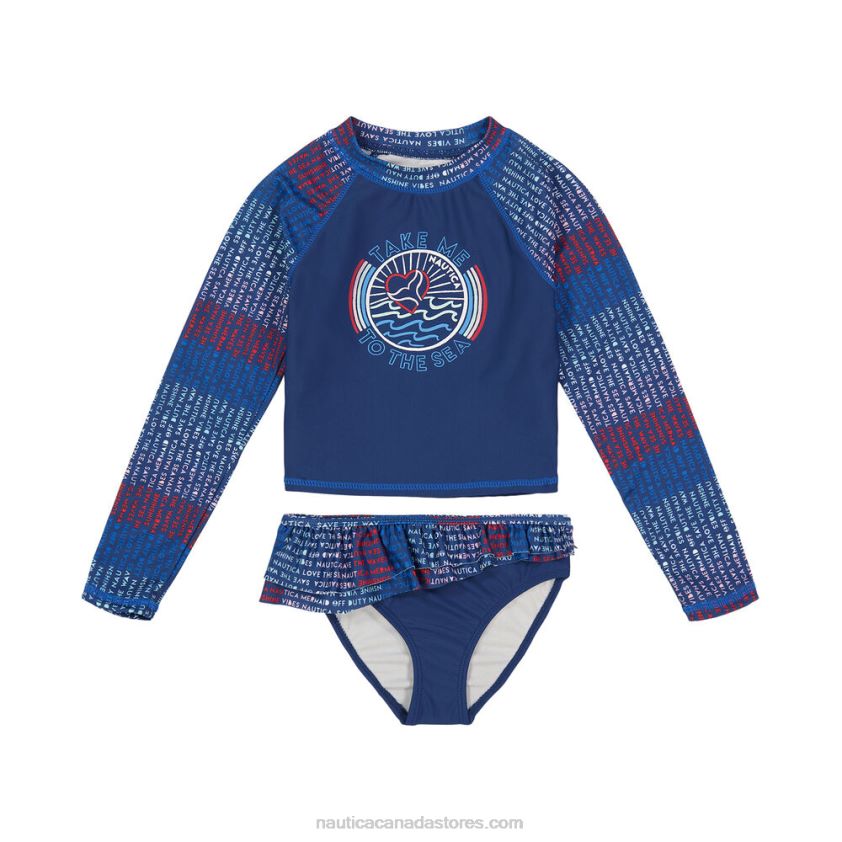 Little Girls' Striped Rash Guard Set (4-6X) NauticaTropic Wave R260HV1508