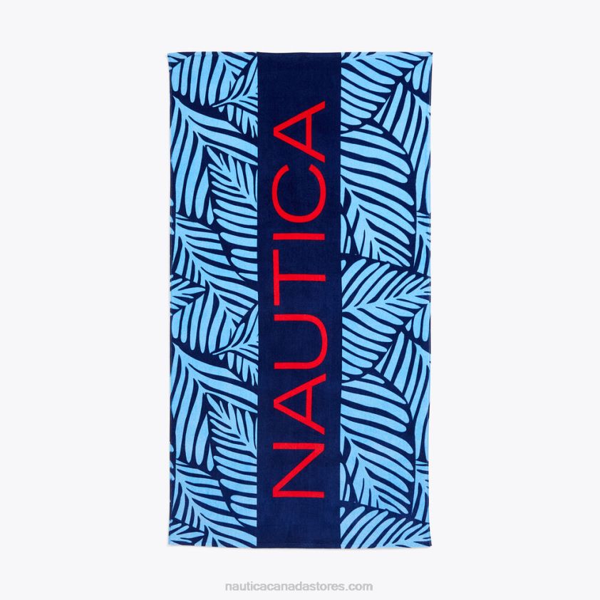 Palm Print Logo Beach Towel Nautica Men Ballard Blue R260HV911