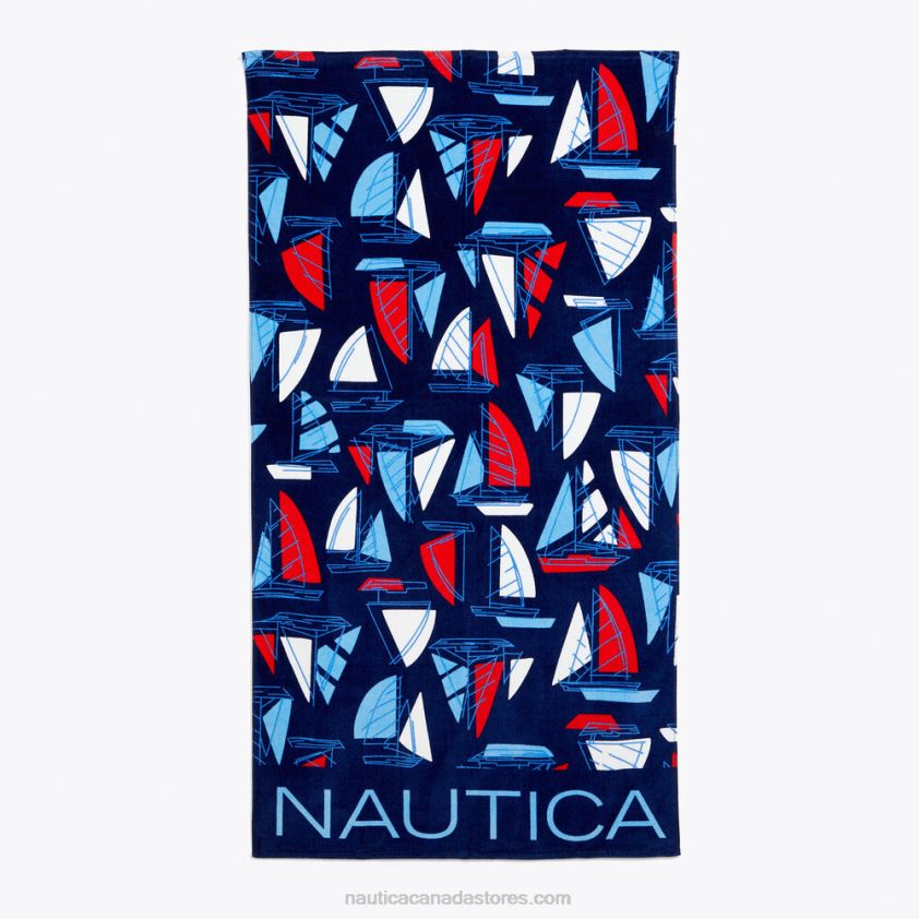 Sailboat Print Beach Towel Nautica Men Tugboat Blue R260HV132