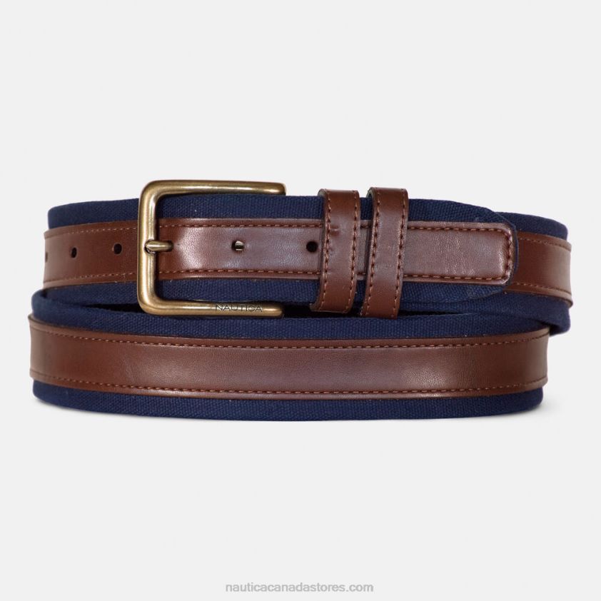 Faux-Leather-Trimmed Belt Nautica Men Brown Stone R260HV131