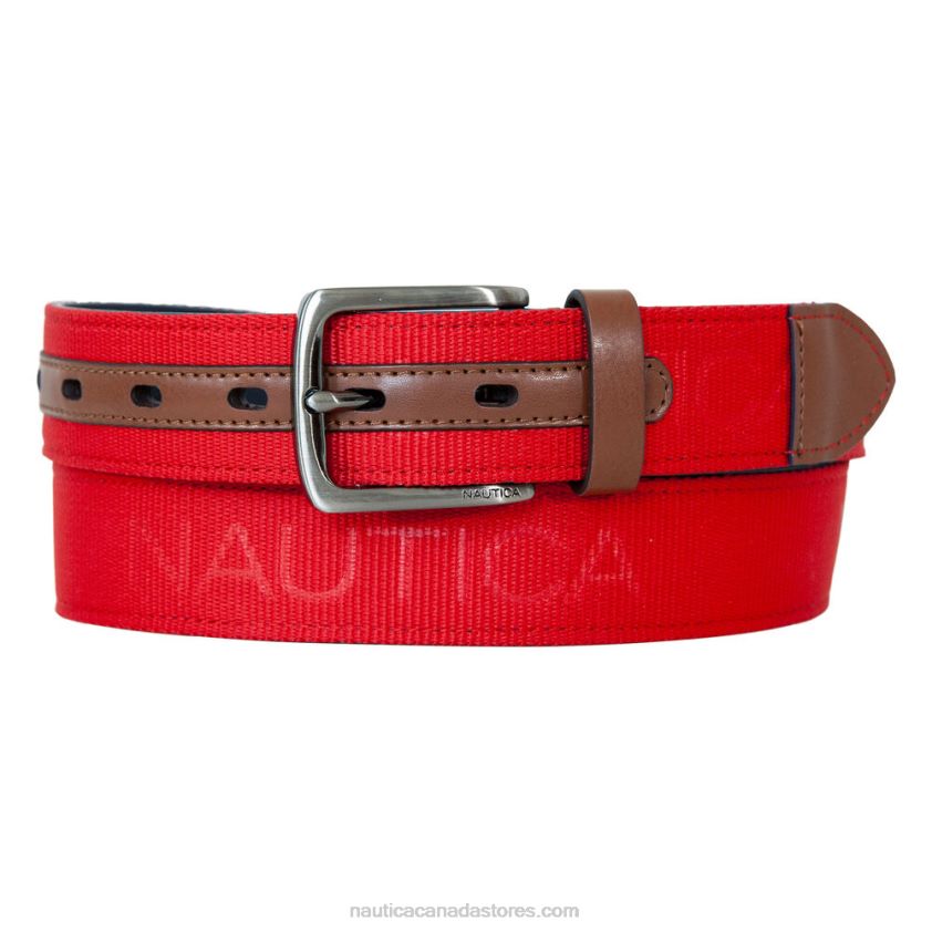 Logo Embossed Belt Nautica Men Nautica Red/Orange R260HV164