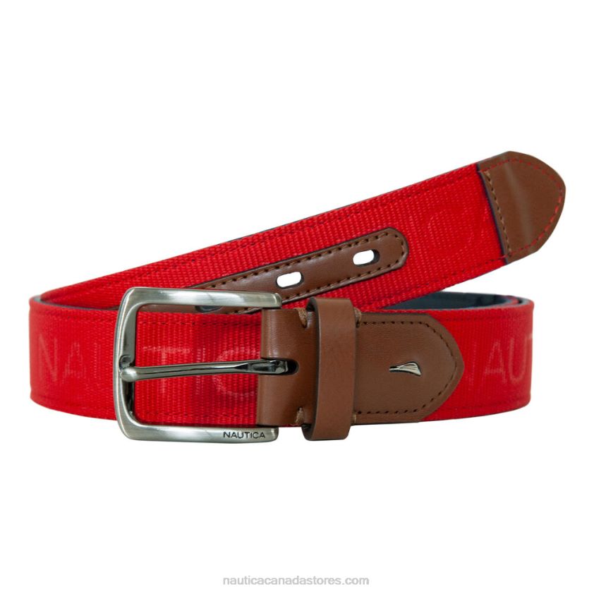 Logo Embossed Belt Nautica Men Nautica Red/Orange R260HV164