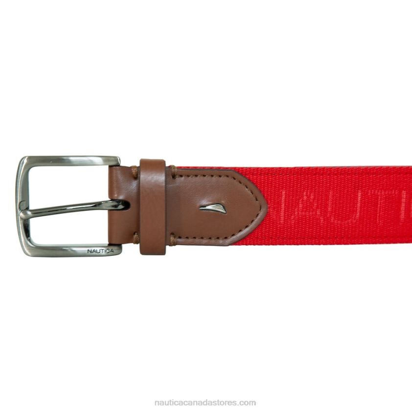 Logo Embossed Belt Nautica Men Nautica Red/Orange R260HV164