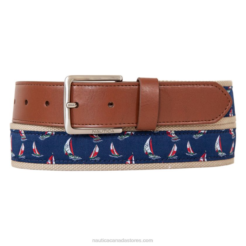 Sailboat Leather Belt Nautica Men Workshirt Blue R260HV112