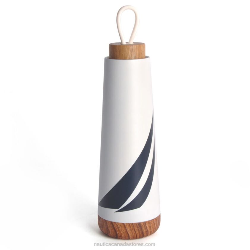 J-Class Stainless Steel And Acacia Wood Water Bottle Nautica Men Antique White Wash R260HV313