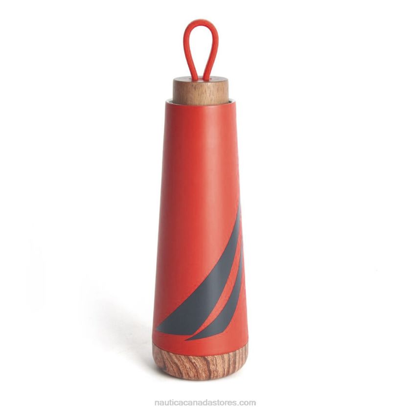 J-Class Stainless Steel And Acacia Wood Water Bottle Nautica Men Nautica Red/Orange R260HV343