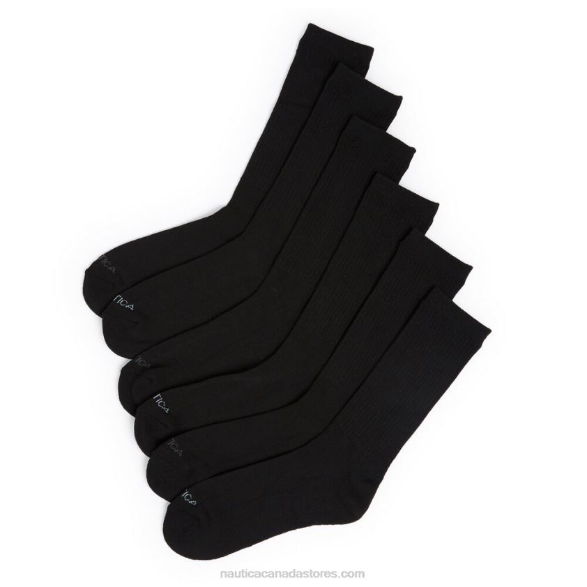 5 Pack Athletic Core Basic Crew Sock Nautica Men True Black R260HV244