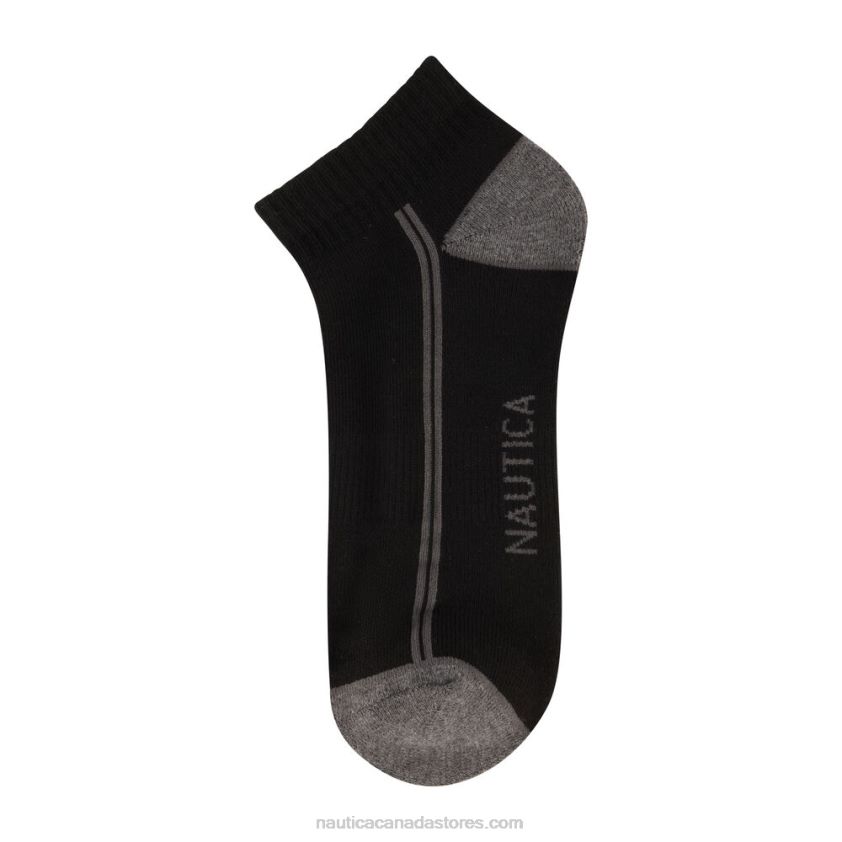 Athletic Logo Quarter Socks 6-Pack Nautica Men Black Onyx R260HV194