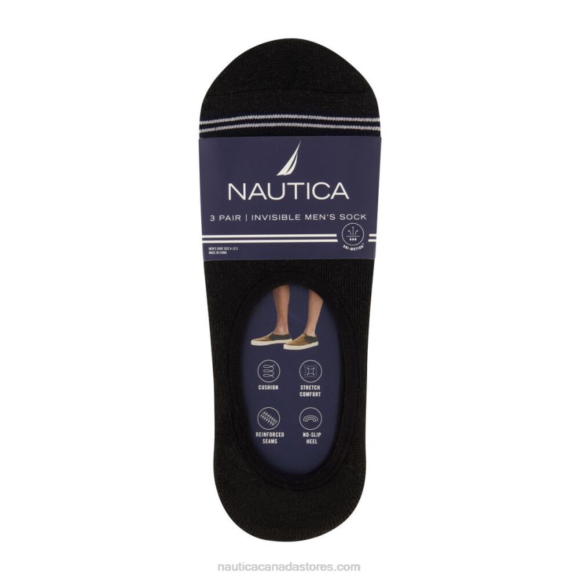 Shoe Liner Socks 3-Pack Nautica Men Black R260HV157