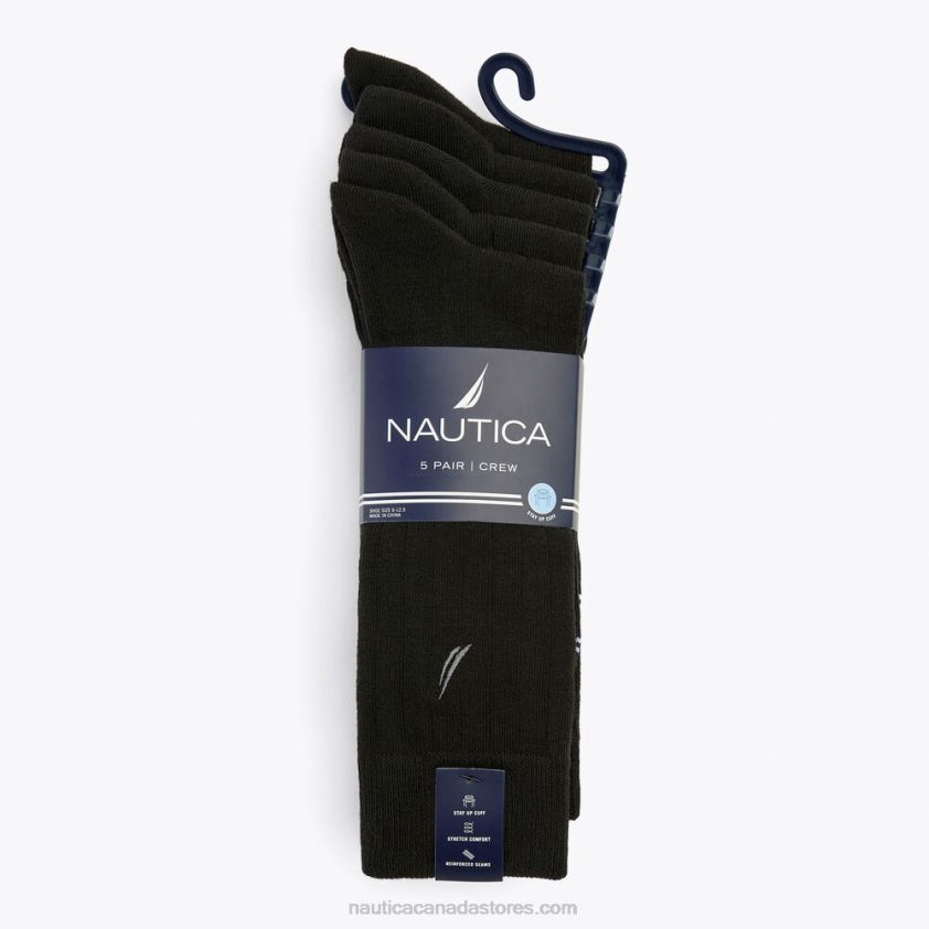 Solid Ribbed Dress Socks 5-Pack Nautica Men Black R260HV82