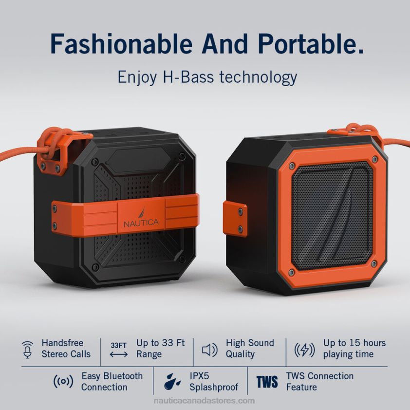 S100 Portable Bluetooth Outdoor Speaker Nautica Men Nautica Red/Orange R260HV930