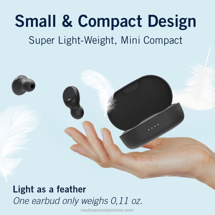 T120 True Wireless Earbuds With Charging Case Nautica Men Black R260HV318