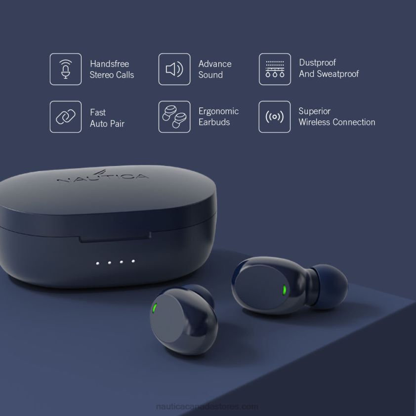 T120 True Wireless Earbuds With Charging Case Nautica Men Pale Blue R260HV285