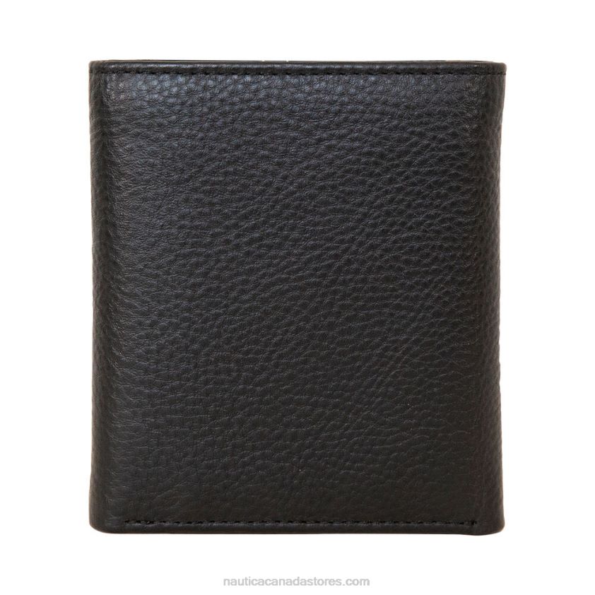 Extra Capacity Leather Trifold Passcase Wallet Nautica Men Black R260HV268