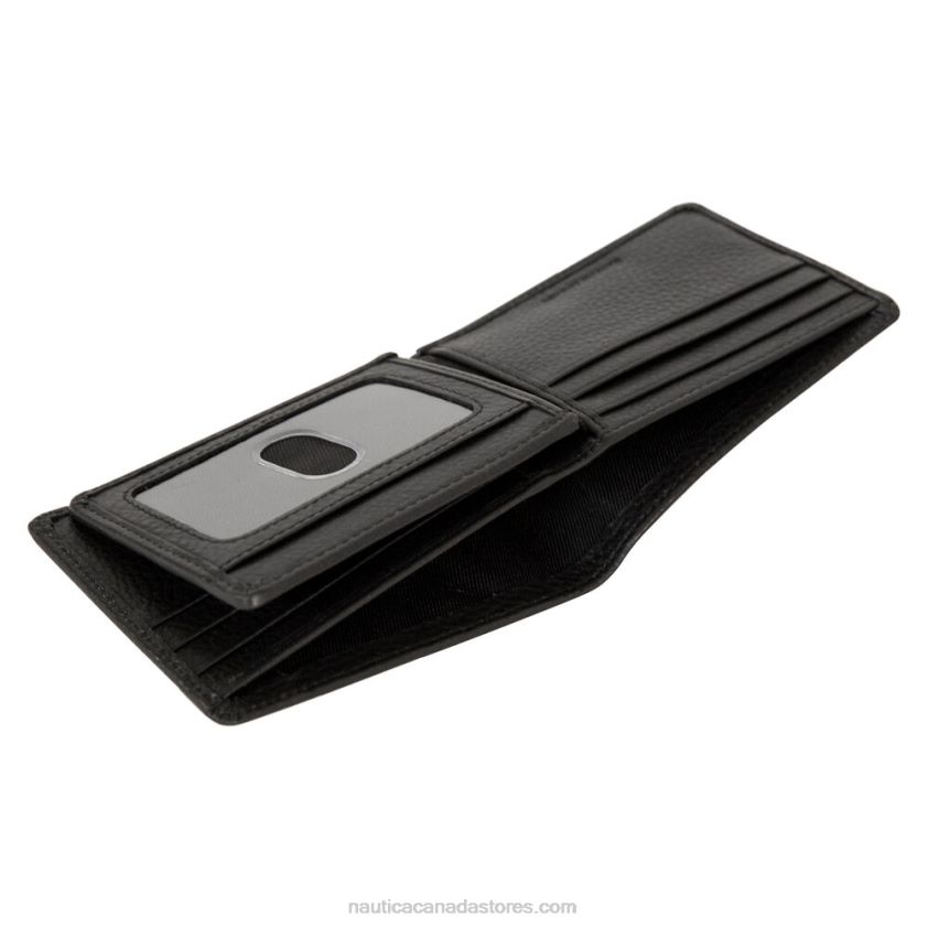 Extra Capacity Leather Wallet Nautica Men Black R260HV239