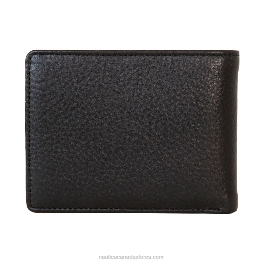 Extra Capacity Leather Wallet Nautica Men Black R260HV239