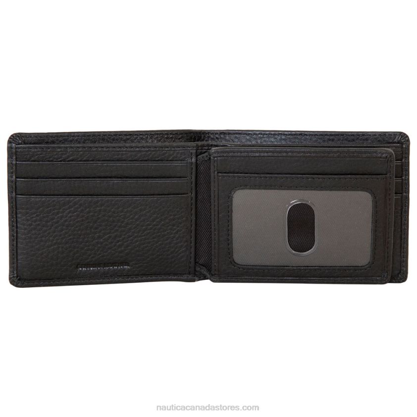 Extra Capacity Leather Wallet Nautica Men Black R260HV239