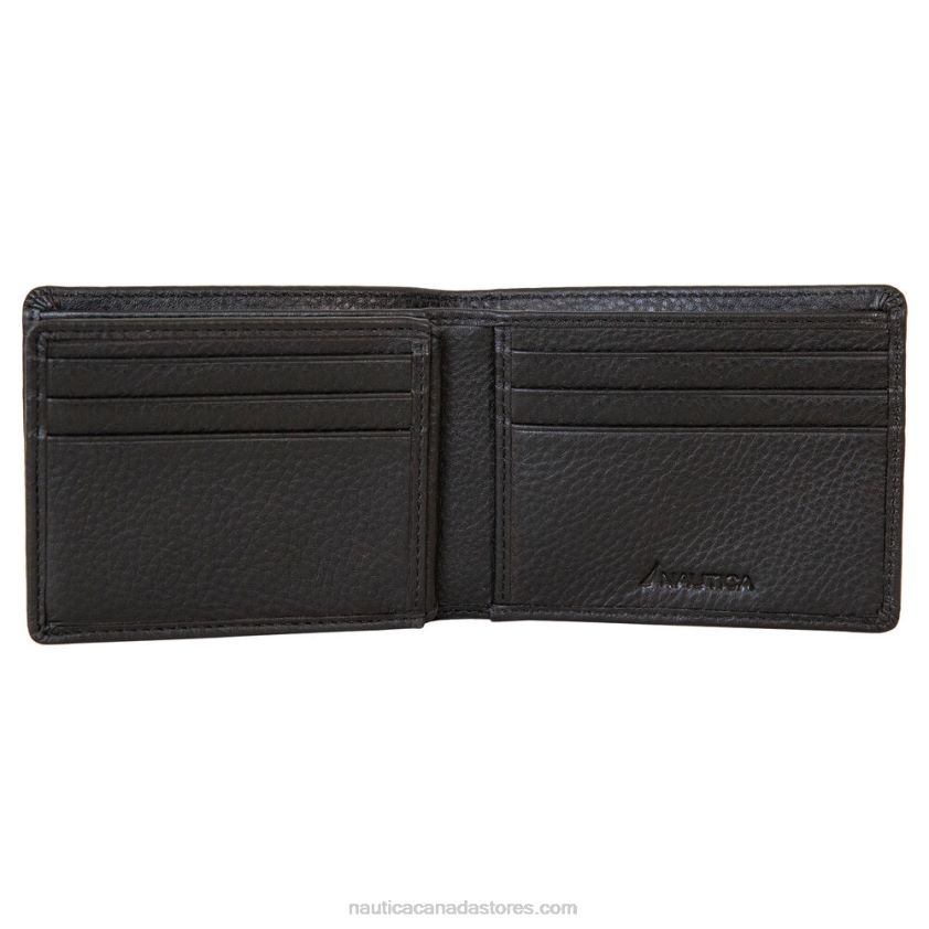 Extra Capacity Leather Wallet Nautica Men Black R260HV239