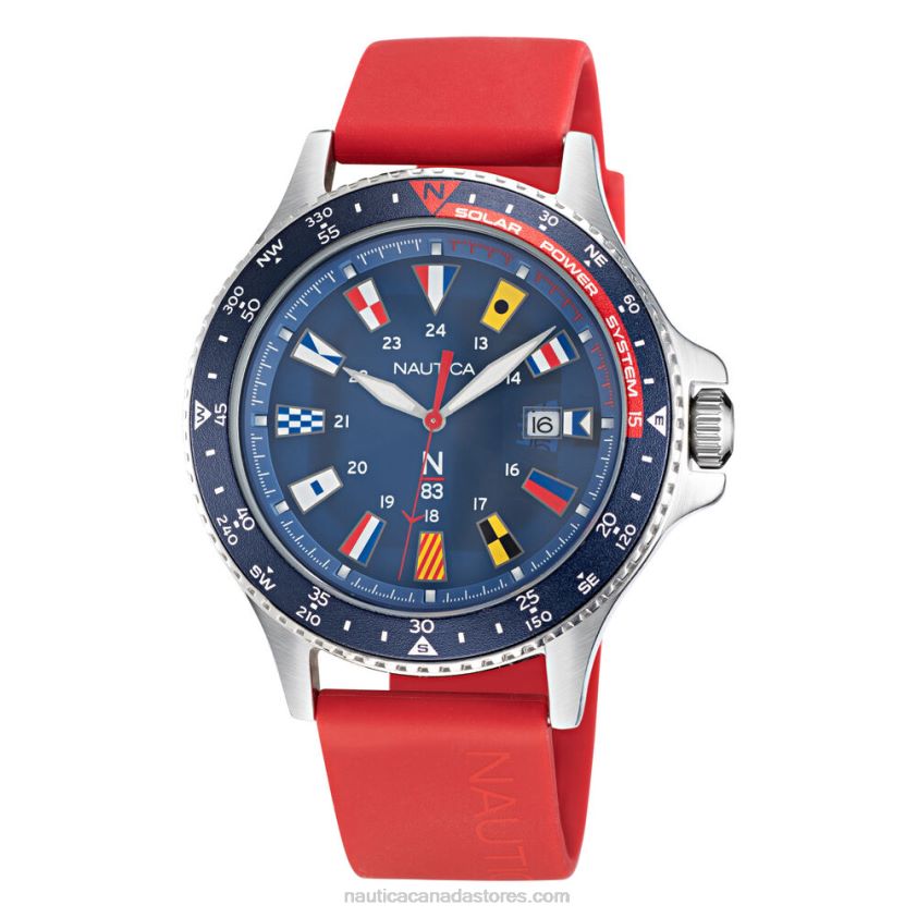 Cocoa Beach Solar-Powered Silicone 3-Hand Watch Nautica Men Multi R260HV306