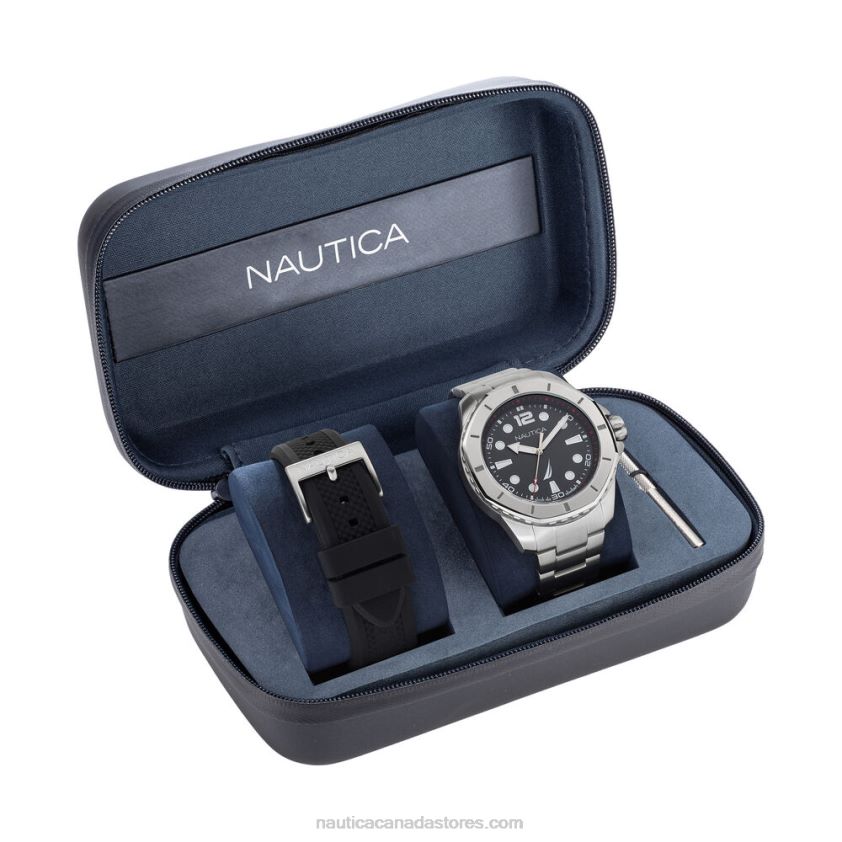 Koh May Bay Stainless Steel And Silicone Watch Box Set Nautica Men Multi R260HV220