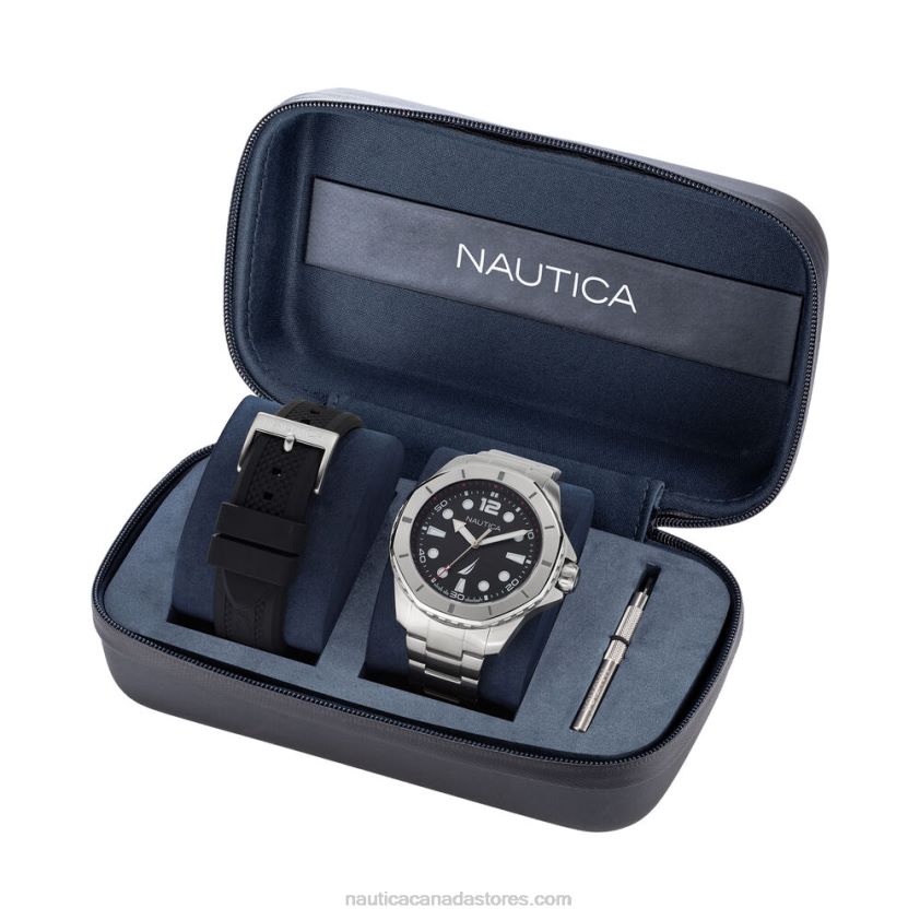 Koh May Bay Stainless Steel And Silicone Watch Box Set Nautica Men Multi R260HV220