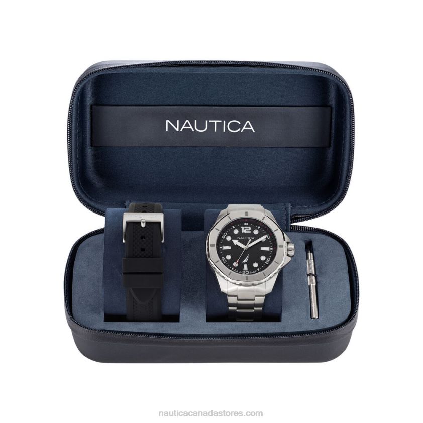 Koh May Bay Stainless Steel And Silicone Watch Box Set Nautica Men Multi R260HV220